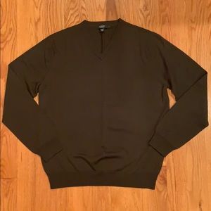 Green J.Crew Merino Wool V-neck Sweater - L